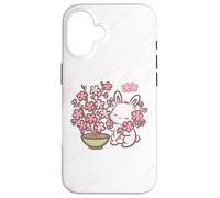 Custodia per iPhone 16 Easter Bunny Pink Sakura Flower Cute Japanese Cherry Blossom