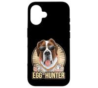 Custodia per iPhone 16 Easter Bunny Saint Bernard Egg Hunter Amante dei cani