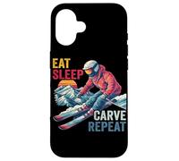 Custodia per iPhone 16 Eat Sleep Carve Repeat - Ski driver Sunset Ski Design