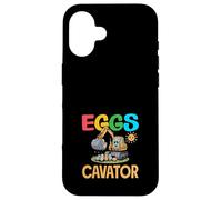 Custodia per iPhone 16 Eggscavator Easter Dinosaur Costruzione Escavatore Ragazzi