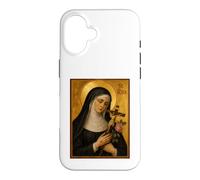 Custodia per iPhone 16 Elegante icona cattolica di Santa Rita