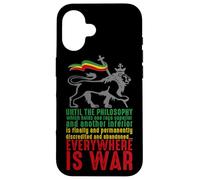 Custodia per iPhone 16 EVERYWHERE IS WAR Discorso Haile Selassie Leone Giuda Reggae