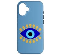 Custodia per iPhone 16 Evil Eye in Blue Golden Nazar Protezione come Boho Spiritual