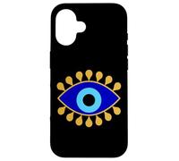 Custodia per iPhone 16 Evil Eye in Blue Golden Nazar Protezione come Boho Spiritual