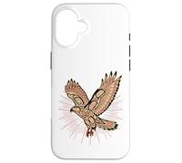 Custodia per iPhone 16 Falco dalla coda rossa indiani nativi americani e natura solare
