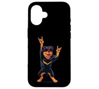 Custodia per iPhone 16 Fantastica grafica Rottweiler Rock on Funny Dog Lover, mano rosa