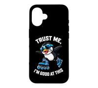 Custodia per iPhone 16 Fantastico pinguino di pattinaggio in linea, credo di essere bravo in questo