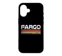 Custodia per iPhone 16 Fargo North Dakota, design retrò a righe, stile vintage, con città