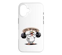 Custodia per iPhone 16 Feel The Gains Duck - Allenamento per sollevamento pesi