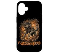 Custodia per iPhone 16 Fierce Wolf Breaking Chains Fire Iron Motivation Arte grafica