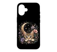 Custodia per iPhone 16 Fiori botanici da giardino per amanti dei gattini e gatti