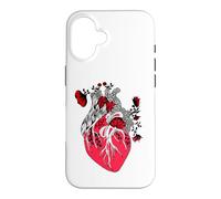 Custodia per iPhone 16 Floral Human Heart Anatomy