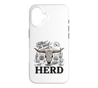 Custodia per iPhone 16 Follow The Word Not The Herd Christian Bible Verse Cow Skull