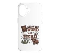 Custodia per iPhone 16 Follow The Word Not The Herd Christian Bible Verse Scripture