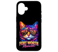 Custodia per iPhone 16 Fort Worth Cat | Trendy Cool Hip Fun Gattino Occhiali da sole Amante
