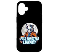 Custodia per iPhone 16 Full Throttle Lunacy Howling Biker Wolf Graphic