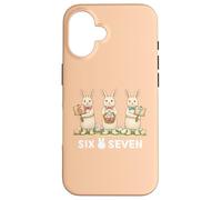 Custodia per iPhone 16 Funny 67 Six Seven Meme Bunny Giorno di Pasqua Retro Accogliente Coniglio