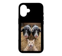 Custodia per iPhone 16 Funny Cat Selfie with Pigs Design - Cute Animal Pig Lovers