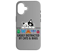 Custodia per iPhone 16 Funny Entomologist Saying Easily Distracted by Cats and Bugs