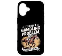 Custodia per iPhone 16 Funny Horse Racing Gambling Joke for Betting Fans Design