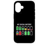 Custodia per iPhone 16 Funny Introvert Humor Energy Level Graphic Anti Social Fun