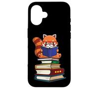 Custodia per iPhone 16 Funny Kawaii Kids Read Books Red Panda Lover