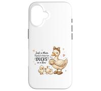 Custodia per iPhone 16 Funny Mom Just a Mom Trying to Keep Her Ducks Humor