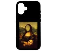 Custodia per iPhone 16 Funny Sarcasm Oil Painting Mona Lisa Take Off Her Face Mask