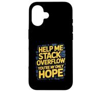 Custodia per iPhone 16 Funny Stack Overflow Aiutami Tu sei la mia unica speranza
