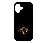 Custodia per iPhone 16 Gatti Danzanti Falò Notturno Amante dei Gatti