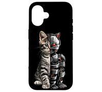 Custodia per iPhone 16 Gatti Robot Cyborg Cat Robot Gatto AI
