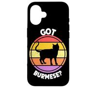 Custodia per iPhone 16 Gatto birmano retrò tramonto vintage anni '80 design estetico