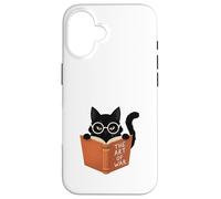 Custodia per iPhone 16 Gatto Nero Legge L'Arte della Guerra Divertente
