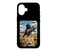 Custodia per iPhone 16 Gatto Selfie Con Alieni Gorilla T-Rex -Fun Teen Ragazzi Gatto Meme