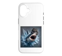 Custodia per iPhone 16 Gatto Squalo che salta fuori dall'acqua Opera d'arte per gli amanti dell'oceano