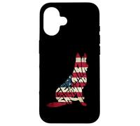 Custodia per iPhone 16 German Shepherd American Flag 4th of July Funny Dog Lover