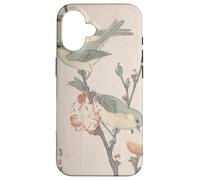 Custodia per iPhone 16 Giapponese Art Birds Occhi bianchi su un ramo di pesco