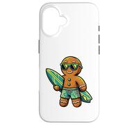 Custodia per iPhone 16 Gingerbread Surfista, Natale al Sole, Tropici, umorismo