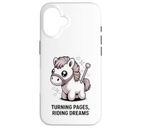 Custodia per iPhone 16 Girare pagine Cavalcando Sogni Carino Lettura