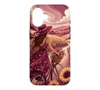 Custodia per iPhone 16 Giro in bicicletta oltre i campi di girasole