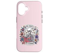 Custodia per iPhone 16 Go Away I'm Reading Funny Skeleton Book Lovers Bookish Skull