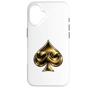 Custodia per iPhone 16 Golden Spade Sunglasses Poker Casino Lucky Symbol