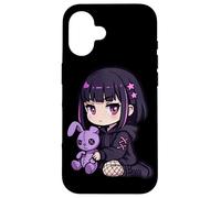 Custodia per iPhone 16 Goth Anime Ragazza Bunny Egirl Scuro Grunge Estetica Kawaii