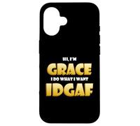 Custodia per iPhone 16 Grace Joke IDGAF Meme Funny Halloween Costume For Gracie