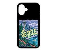 Custodia per iPhone 16 Grafica artistica retrò grunge di Seattle Washington City