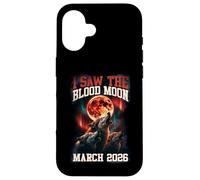 Custodia per iPhone 16 Grafica retrò I Saw The Blood Moon 2026 Howling Wolves