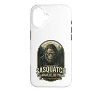 Custodia per iPhone 16 Grafica vintage del Pacifico nord-occidentale del Sasquatch Guardian Peaks