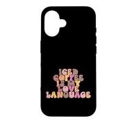 Custodia per iPhone 16 Groovy Love Iced Coffee Saying Is My Language Retro