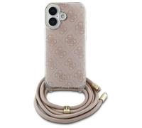 Custodia Guess per iPhone 16 6.1 rosa Custodia rigida Crossbody Cord 4G Print - Nouvo