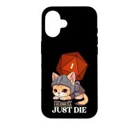 Custodia per iPhone 16 Guess I'll Die | D20 Cat Fail RPG Gioco di ruolo Kitty